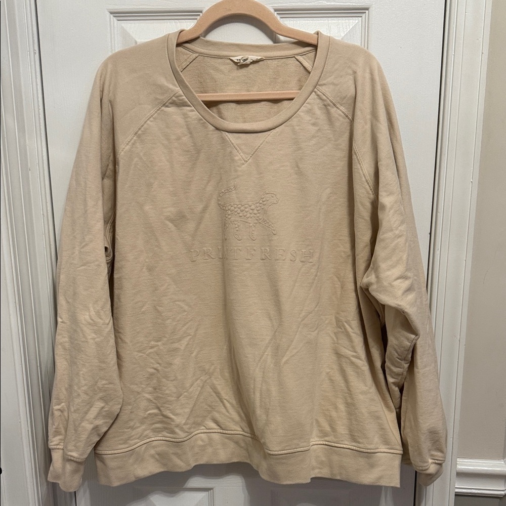 Printfresh Beige Leopard Branded 100% Cotton Sweatshirt Sz 3X